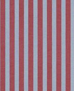 Storybook Stripe wallpaper by Eijffinger in brick red and pale blue, bold vertical stripes