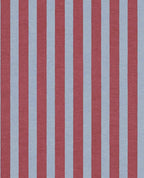 Storybook Stripe wallpaper by Eijffinger in brick red and pale blue, bold vertical stripes