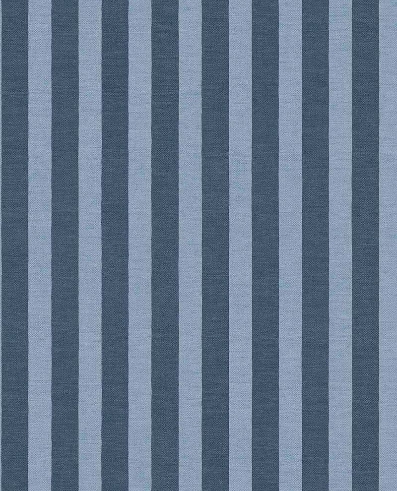 Storybook Stripe wallpaper by Eijffinger in deep navy and powder blue, woven vertical stripes