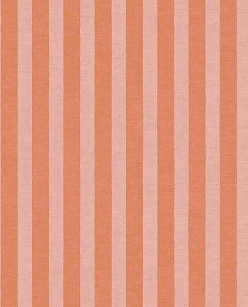 Storybook Stripe wallpaper by Eijffinger in burnt orange and blush pink, woven vertical stripes