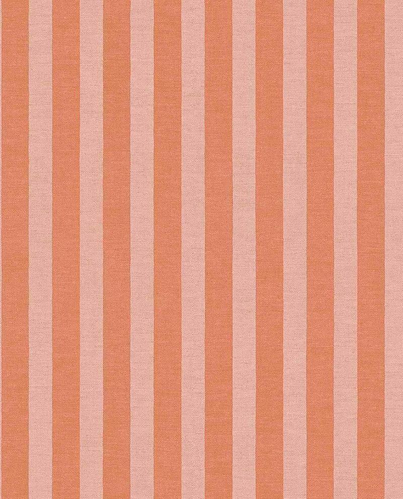 Storybook Stripe wallpaper by Eijffinger in burnt orange and blush pink, woven vertical stripes