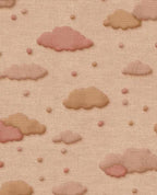 Cloud & Raindrop wallpaper by Eijffinger in dusky pink and clay clouds with dots on blush linen