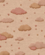 Cloud & Raindrop wallpaper by Eijffinger in dusky pink and clay clouds with dots on blush linen