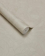 Pebble Relief wallpaper by Eijffinger in soft cream, tonal pebble outline texture, rolled product shot