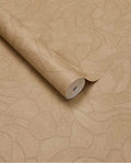 Pebble Relief wallpaper by Eijffinger in warm caramel tan, pebble outline pattern, rolled product shot