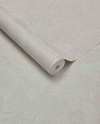 Pebble Relief wallpaper by Eijffinger in pale silver grey, pebble outline pattern, rolled product shot