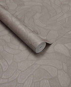 Pebble Relief wallpaper by Eijffinger in mushroom taupe, pebble outline pattern, rolled product shot