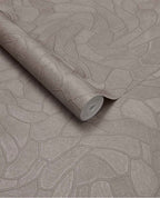 Pebble Relief wallpaper by Eijffinger in mushroom taupe, pebble outline pattern, rolled product shot