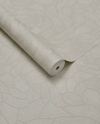 Pebble Relief wallpaper by Eijffinger in soft linen white, pebble outline pattern, rolled product shot