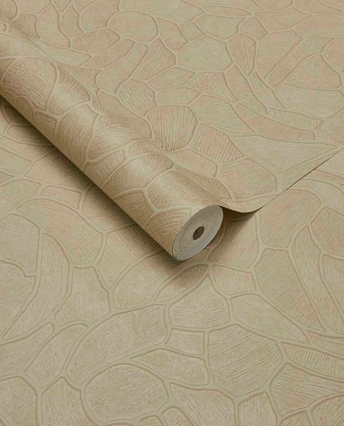 Pebble Relief wallpaper by Eijffinger in blush sand, pebble outline pattern, rolled product shot