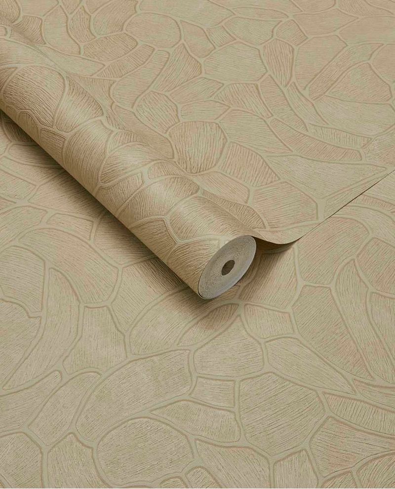 Pebble Relief wallpaper by Eijffinger in blush sand, pebble outline pattern, rolled product shot
