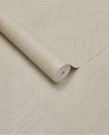 Woven Herringbone wallpaper by Eijffinger in light beige, woven chevron texture on a partly unrolled roll