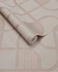Looping Line wallpaper by Eijffinger in greige with dusty rose looping line motif, rolled product shot