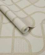 Looping Line wallpaper by Eijffinger in soft ivory with fine gold looping line motif, rolled product shot