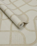 Looping Line wallpaper by Eijffinger in soft ivory with fine gold looping line motif, rolled product shot