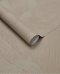 Raked Sand wallpaper by Eijffinger in blush taupe, raked-sand combed wave relief texture, rolled product shot