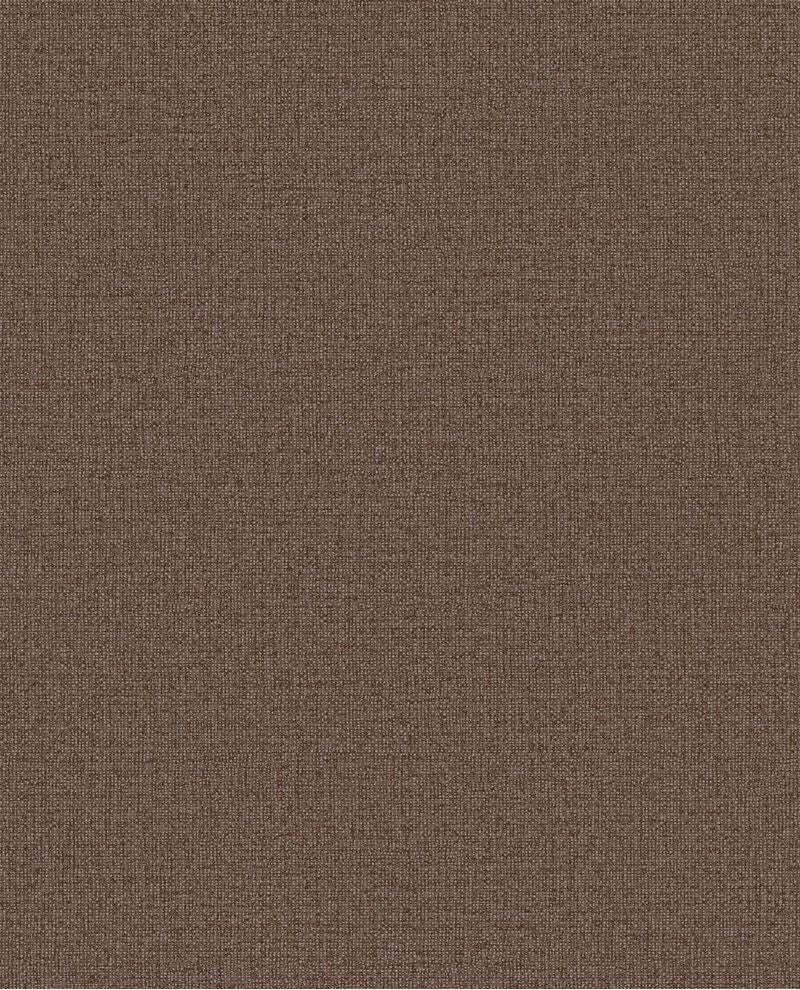 Linen Weave wallpaper by Eijffinger, flat swatch in deep cocoa brown with a linen-weave finish