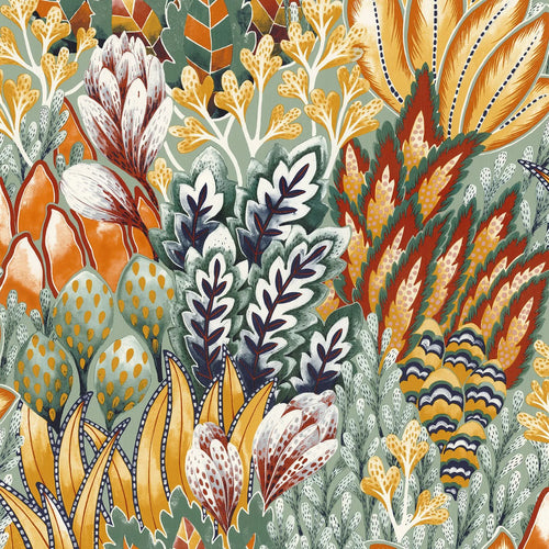 Avicennia wallpaper by Casamance in Emeraude/Moutarde