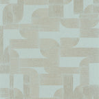 Hector wallpaper by Casamance in sage green, flat swatch of the gold Art Deco curved-line repeat