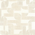 Hector wallpaper by Casamance in ivory, flat swatch of the looping Art Deco line pattern tone-on-tone