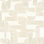 Hector wallpaper by Casamance in ivory, flat swatch of the looping Art Deco line pattern tone-on-tone
