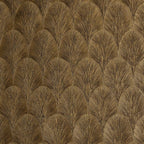 Close-up of Tourmaline Gold wallpaper by Casamance, scalloped Art Deco fan pattern in metallic golden brown tones