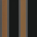 Flat swatch of Auteuil Stripe Black wallpaper by Casamance showing bold black and tan stripes with fine pinstripe detailing