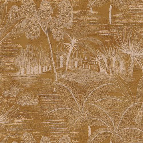 Baharia wallpaper by Casamance in Ambre - metallic design
