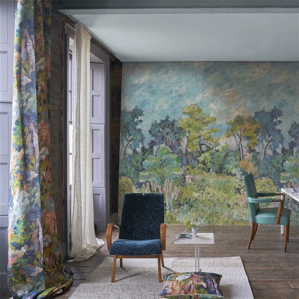 Foret Impressionniste - Celadon - Wallpaper Trader