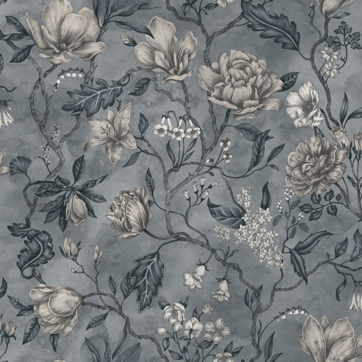 Linda Misty Blue wallpaper by Sandberg – floral design