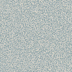 Sigfrid wallpaper by Sandberg, flat swatch of a soft blue-grey trailing leaf vine pattern on a pale cream ground