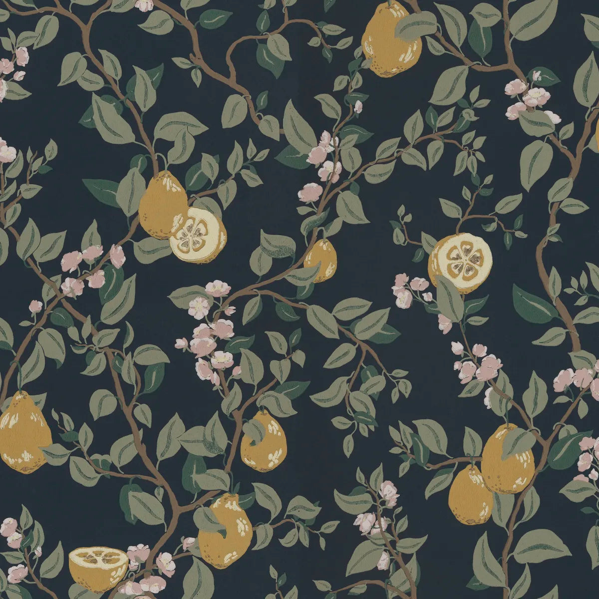 Kvitten Midnight Blue wallpaper by Sandberg – floral design