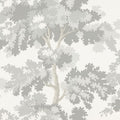 Raphael wallpaper by Sandberg, flat swatch of the grey oak-tree print on a white ground