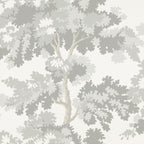Raphael wallpaper by Sandberg, flat swatch of the grey oak-tree print on a white ground