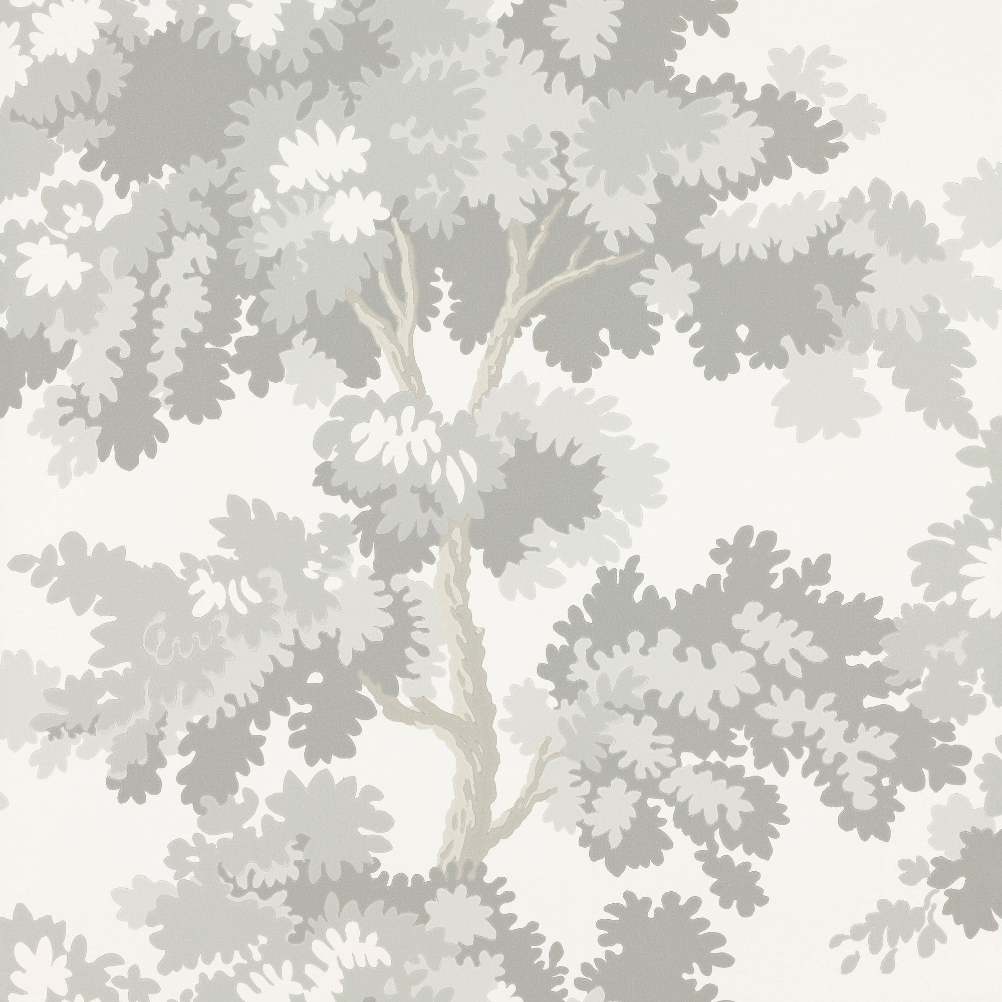 Raphael wallpaper by Sandberg, flat swatch of the grey oak-tree print on a white ground