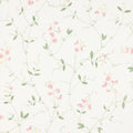 Sanna Sweet Pea wallpaper by Sandberg, white ground with pink blooms and green trailing vines, flat swatch