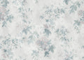 Faded Passion wall mural by Sandberg, full design of muted blue-green passionflowers on pale grey