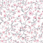 Sakura Cherry Blossom wallpaper by Sandberg, flat swatch of pink watercolour cherry blossom branches on white