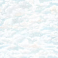 Himmel Clouds wall mural by Sandberg, soft painted white clouds drifting across a pale blue sky, flat swatch