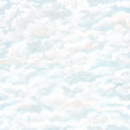 Himmel Clouds wall mural by Sandberg, soft painted white clouds drifting across a pale blue sky, flat swatch