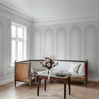 Ljung wall mural by Sandberg – abstract design, Light Grey – styled in a room setting