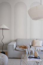 Ljung wall mural by Sandberg – abstract design, Light Grey – styled in a room setting, view 3