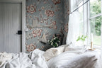 Kajsa wallpaper by Sandberg – floral design, Blue – Sky Blue – styled in a room setting, view 3