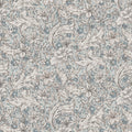 Mattias wallpaper by Sandberg, flat swatch of the blue and grey lily and leaf scroll pattern on cream