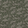 Mattias wallpaper by Sandberg, flat swatch of the dark green lily and scrolling leaf pattern