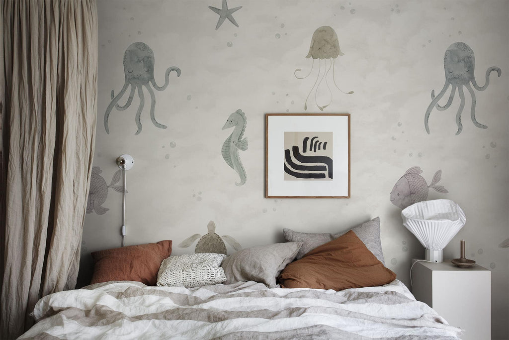 Alice wallpaper by Sandberg in Confetti, styled on an interior wall
