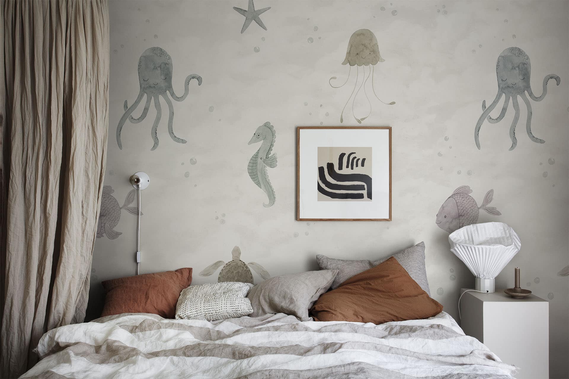 Alice wallpaper by Sandberg in Confetti, styled on an interior wall