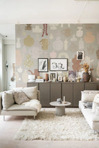 Emilia Ilke wallpaper by Sandberg – abstract design, Beige – Clay – styled in a room setting