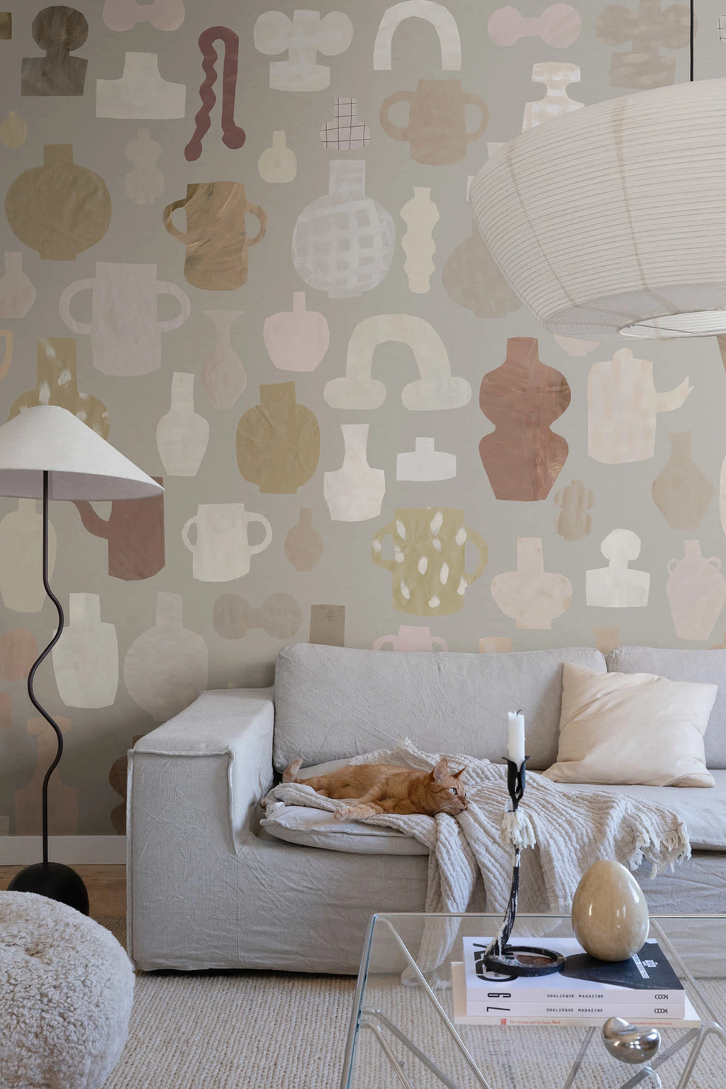 Emilia Ilke wallpaper by Sandberg – abstract design, Beige – Clay – styled in a room setting, view 2