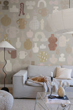 Emilia Ilke wallpaper by Sandberg – abstract design, Beige – Clay – styled in a room setting, view 2
